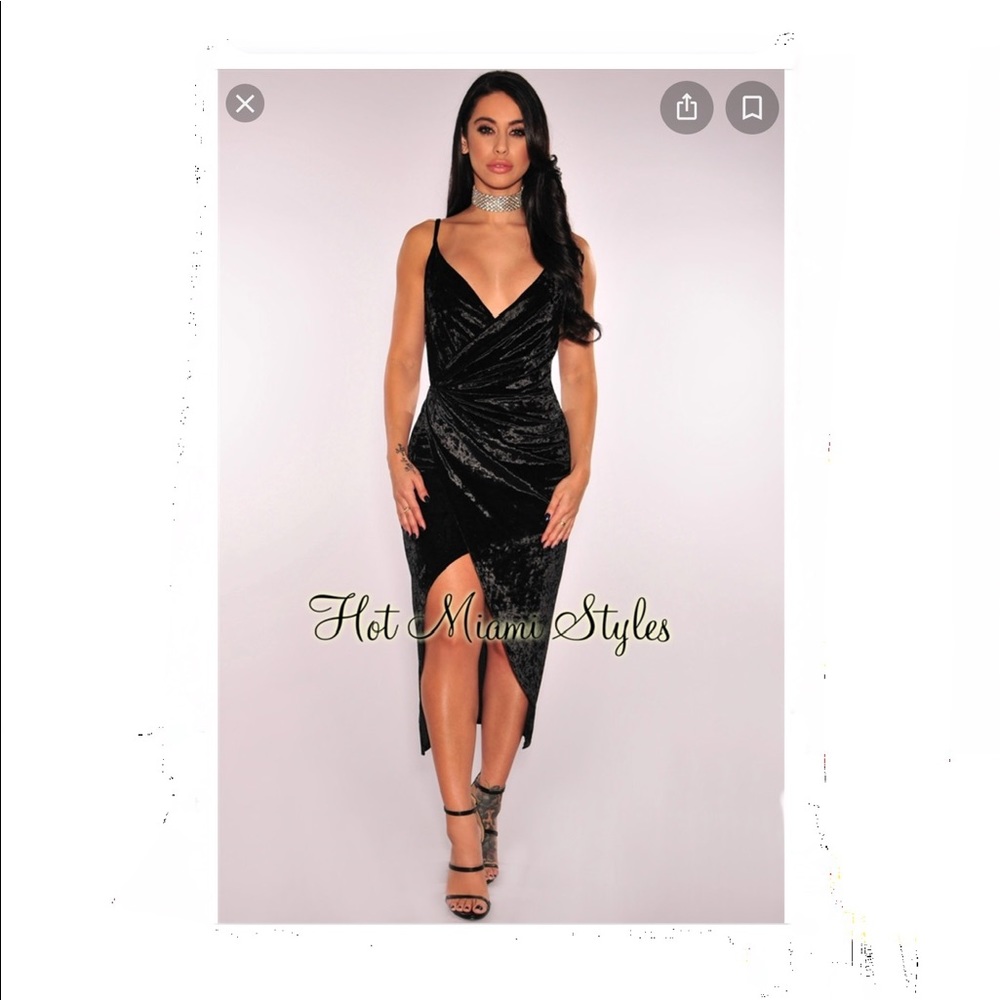 BLACK Sexy Velvet Slit Dress